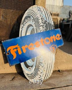 Vintage Old Antique Rare Firestone Tire Ad Miniature Porcelain Enamel Sign Board