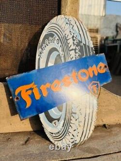 Vintage Old Antique Rare Firestone Tire Ad Miniature Porcelain Enamel Sign Board