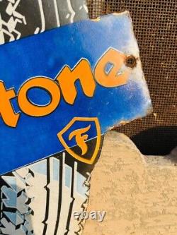 Vintage Old Antique Rare Firestone Tire Ad Miniature Porcelain Enamel Sign Board
