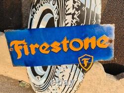 Vintage Old Antique Rare Firestone Tire Ad Miniature Porcelain Enamel Sign Board