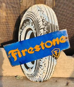 Vintage Old Antique Rare Firestone Tire Ad Miniature Porcelain Enamel Sign Board