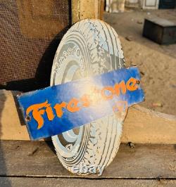 Vintage Old Antique Rare Firestone Tire Ad Miniature Porcelain Enamel Sign Board