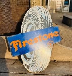Vintage Old Antique Rare Firestone Tire Ad Miniature Porcelain Enamel Sign Board