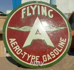 Vintage Old Antique Rare Flying A Gasoline Oil Adv. Porcelain Enamel Sign Board