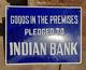 Vintage Old Antique Rare Indian Bank Adv. Embossed Porcelain Enamel Sign Board