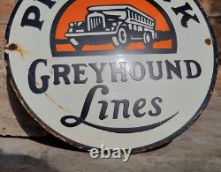 Vintage Old Antique Rare Pickwick Greyhound Lines Ad Porcelain Enamel Sign Board