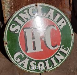 Vintage Old Antique Rare Sinclair Gasoline Oil Adv. Porcelain Enamel Sign Board