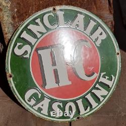 Vintage Old Antique Rare Sinclair Gasoline Oil Adv. Porcelain Enamel Sign Board