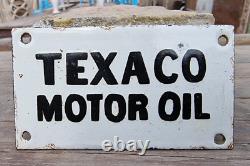 Vintage Old Antique Rare TEXACO MOTOR OIL Miniature Porcelain Enamel Sign Board