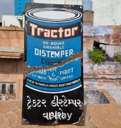 Vintage Old Antique Rare Tractor Distemper Paint Ad. Porcelain Enamel Sign Board