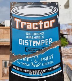 Vintage Old Antique Rare Tractor Distemper Paint Ad. Porcelain Enamel Sign Board