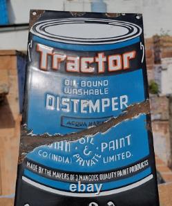 Vintage Old Antique Rare Tractor Distemper Paint Ad. Porcelain Enamel Sign Board