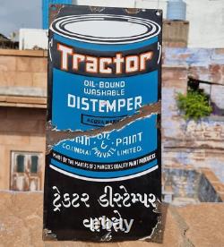 Vintage Old Antique Rare Tractor Distemper Paint Ad. Porcelain Enamel Sign Board