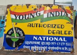 Vintage Old Antique Rare Young India Gramophone Record Dealer Enamel Sign Board