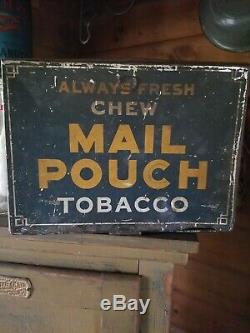 Vintage Old Antique mail pouch tobacco tin general store oil gas staion RARE