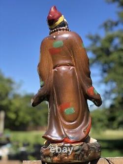 Vintage Old Chinese Wucai Porcelain Feng Shui Ji Gong Mad Monk Statue 20