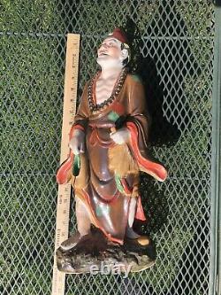 Vintage Old Chinese Wucai Porcelain Feng Shui Ji Gong Mad Monk Statue 20