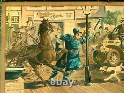 Vintage Old Cooks Beer Metal sign antique car & Horse Buggy Graphics 21 by 13