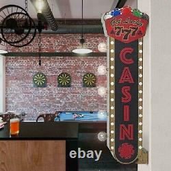 Vintage Old Fashioned Retro Casino Lucky 7 Sign Double Sided LED Lighted Marquee