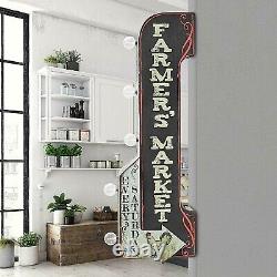 Vintage Old Fashioned Retro Farmers Market Sign Double Sided LED Lighted Marquee