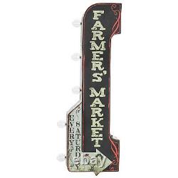 Vintage Old Fashioned Retro Farmers Market Sign Double Sided LED Lighted Marquee