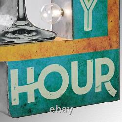 Vintage Old Fashioned Retro Happy Hour Bar Sign Double Sided LED Lighted Marquee