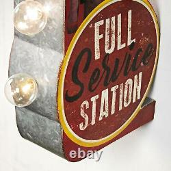 Vintage Old Fashioned Retro TEXACO GAS SERVICE STATION Sign 3-D Lighted Marquee