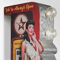 Vintage Old Fashioned Retro TEXACO GAS SERVICE STATION Sign 3-D Lighted Marquee