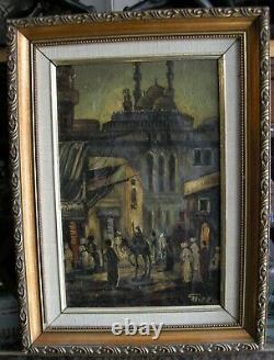 Vintage, Old, Ottoman-Istanbul Oil on Canvas Painting, Signed