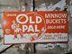 Vintage Old Pal Porcelain Sign Bobs Bait Minnow Bucket Cali Fishing Boat 36