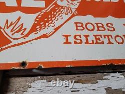 Vintage Old Pal Porcelain Sign Bobs Bait Minnow Bucket Cali Fishing Boat 36