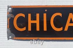 Vintage Old Porcelain Transportation Sign CHICAGO TRAMRAIL CO Early