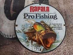 Vintage Old Rapala Pro Fishing Lures Porcelain Enamel Bait Tackle Metal Sign