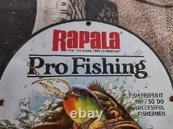 Vintage Old Rapala Pro Fishing Lures Porcelain Enamel Bait Tackle Metal Sign