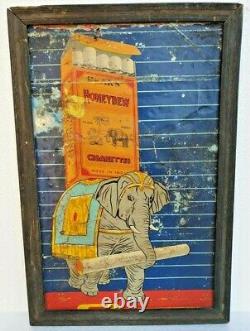 Vintage Old Rare Bear's Honeydew Elephant Cigarette Litho Tin Sign Board