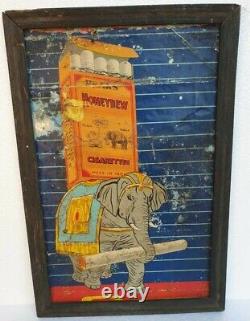 Vintage Old Rare Bear's Honeydew Elephant Cigarette Litho Tin Sign Board