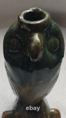 Vintage Old Salem, N. C. Slip Glaze 5 Inch Moravian Owl Bottle, Fully Marked