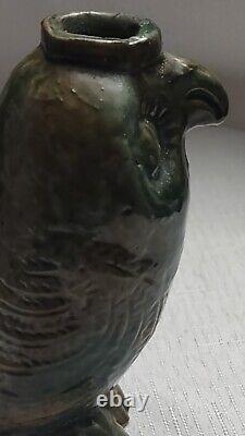 Vintage Old Salem, N. C. Slip Glaze 5 Inch Moravian Owl Bottle, Fully Marked