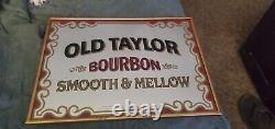 Vintage Old Taylor Kentucky Bourbon Bar Mirror Whiskey Sign rare 15x11 antique