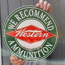 Vintage Old Winchester Western Ammunition Porcelain Gun Hunting Sign Hunt