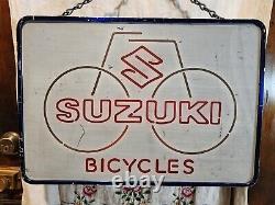 Vintage Original Antique Old Bmx Schwinn Raleigh Suzuki Dealer Sign Bicycle