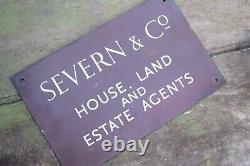Vintage Original Bronze & Enamel Sign / Severn & Co. / Old Antique Plaque Plate
