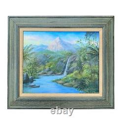 Vintage Original Hawaiian Tropical Landscape Painting Palm Tree Old Florida