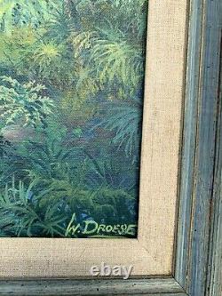 Vintage Original Hawaiian Tropical Landscape Painting Palm Tree Old Florida