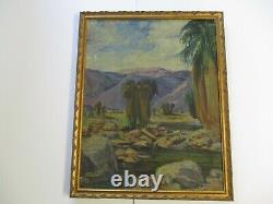 Vintage Painting Impressionism Desert Palms California Landscape Old Antique