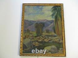 Vintage Painting Impressionism Desert Palms California Landscape Old Antique