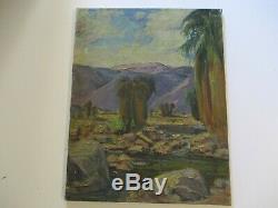 Vintage Painting Impressionism Desert Palms California Landscape Old Antique
