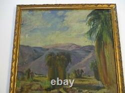 Vintage Painting Impressionism Desert Palms California Landscape Old Antique