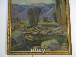 Vintage Painting Impressionism Desert Palms California Landscape Old Antique