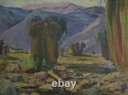 Vintage Painting Impressionism Desert Palms California Landscape Old Antique